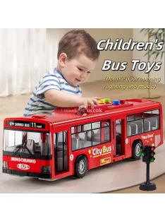 30 cm-es Dupla Ajtós Játékbusz Fénnyel és Hanggal