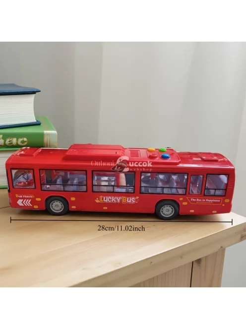 30 cm-es Dupla Ajtós Játékbusz Fénnyel és Hanggal