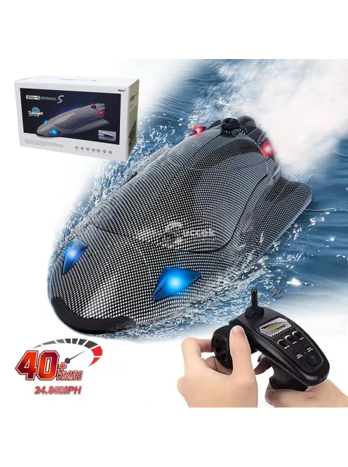 Távirányítós Jet Boat - Nagy sebességű elektromos 40KM/H (24.85 MPH) távirányítós csónak turbó gázturbinás hajtással és LED fényekkel,