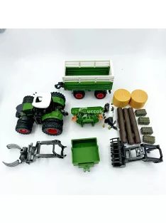   Farm Traktor Játékszett Pótkocsival – 1:24 Méretarány, 42 cm-es Kézi Működtetésű Járművek Gyerekeknek