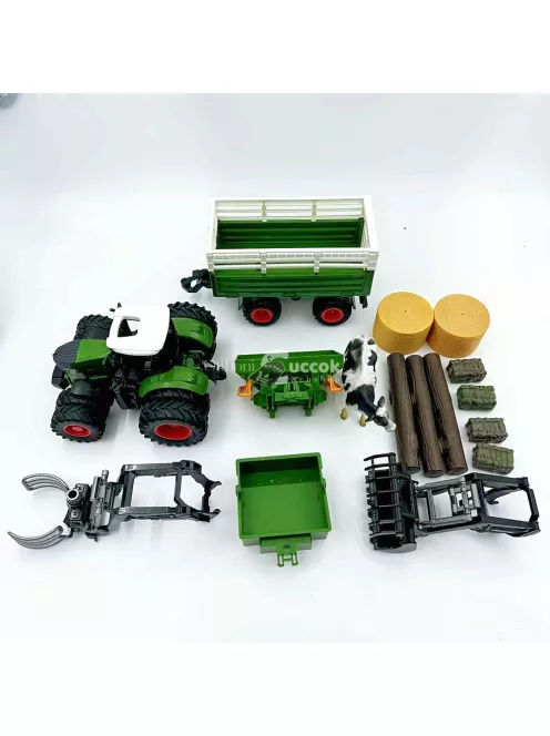Farm Traktor Játékszett Pótkocsival – 1:24 Méretarány, 42 cm-es Kézi Működtetésű Járművek Gyerekeknek