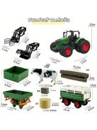 Farm Traktor Játékszett Pótkocsival – 1:24 Méretarány, 42 cm-es Kézi Működtetésű Járművek Gyerekeknek