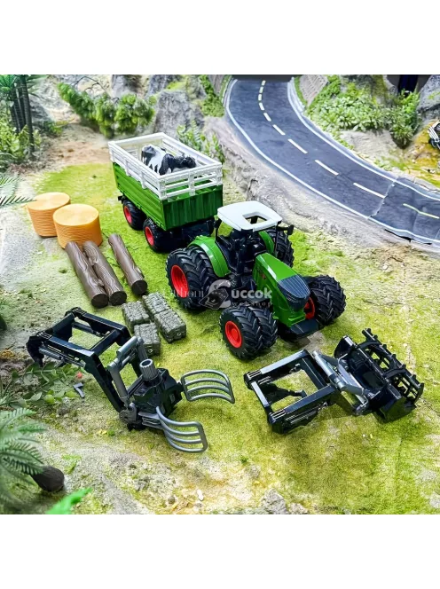 Farm Traktor Játékszett Pótkocsival – 1:24 Méretarány, 42 cm-es Kézi Működtetésű Járművek Gyerekeknek