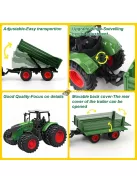 Farm Traktor Játékszett Pótkocsival – 1:24 Méretarány, 42 cm-es Kézi Működtetésű Járművek Gyerekeknek