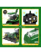 RC Traktor Kombájnnal és Világítással – 1:24 Méretarány, Tartós ABS, Akkumulátoros Traktor Játék
