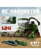 RC Traktor Kombájnnal és Világítással – 1:24 Méretarány, Tartós ABS, Akkumulátoros Traktor Játék