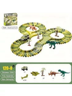   120 db-os Dinoszaurusz Pálya Játék Elektromos Autó Pálya Készlet Fiúknak