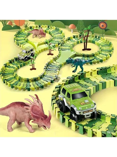 120 db-os Dinoszaurusz Pálya Játék Elektromos Autó Pálya Készlet Fiúknak