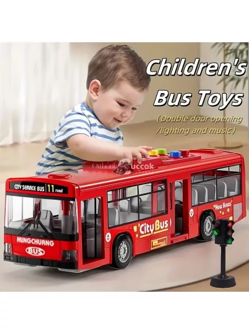 30.48 cm-es piros és kék dupla ajtós busz