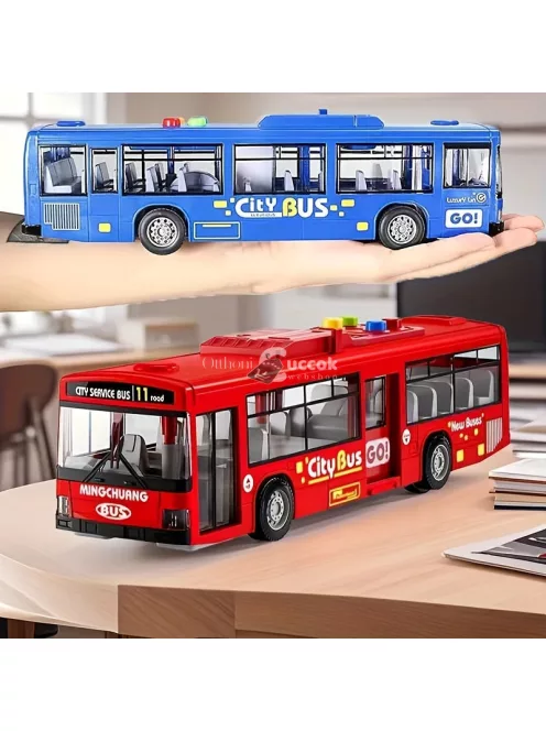 30.48 cm-es piros és kék dupla ajtós busz