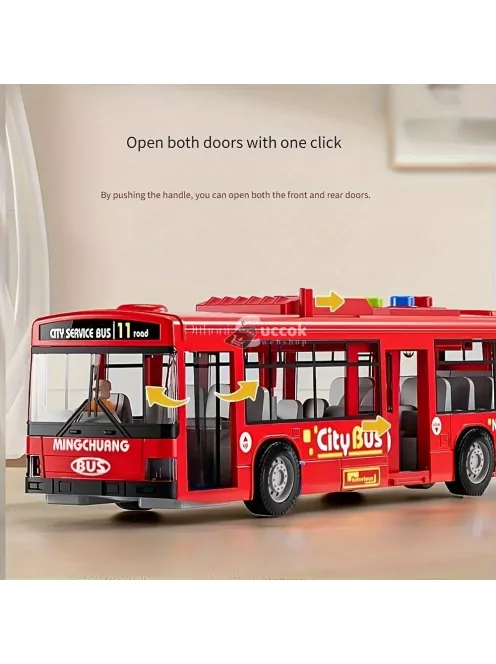 30.48 cm-es piros és kék dupla ajtós busz