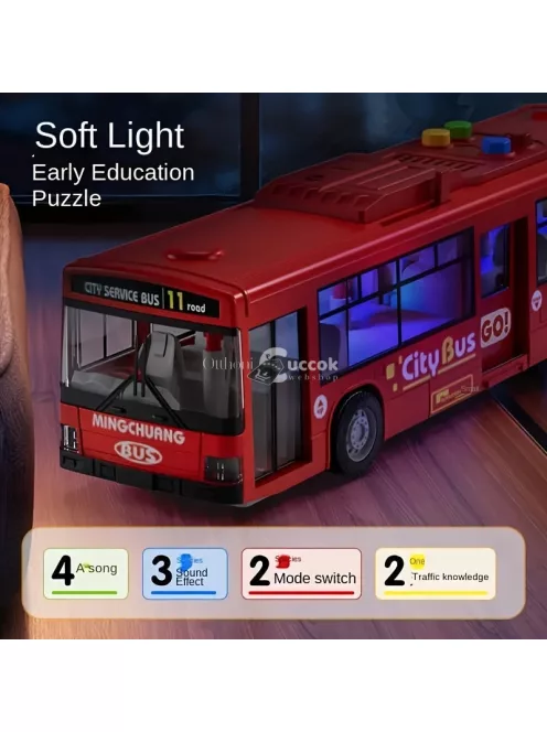 30.48 cm-es piros és kék dupla ajtós busz