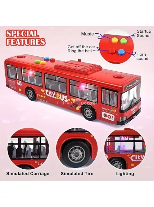 30.48 cm-es piros és kék dupla ajtós busz