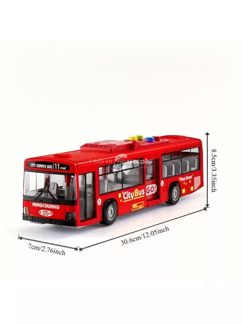 30.48 cm-es piros és kék dupla ajtós busz