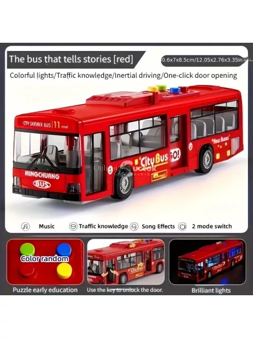 30.48 cm-es piros és kék dupla ajtós busz