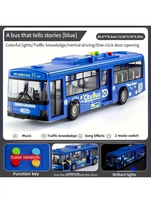 30.48 cm-es piros és kék dupla ajtós busz