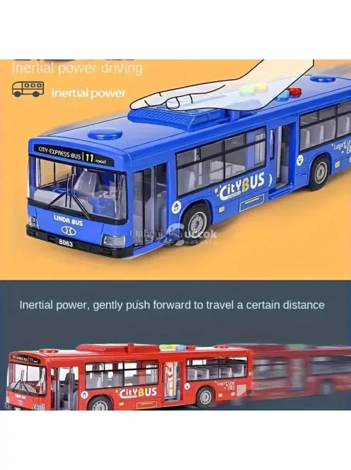 30.48 cm-es piros és kék dupla ajtós busz