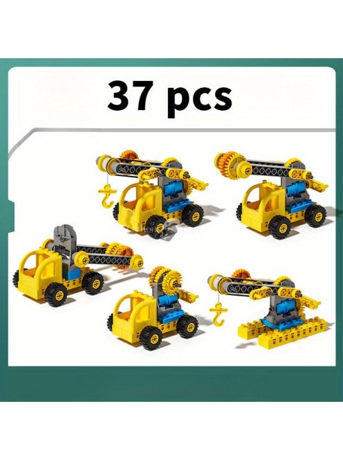 Gyerek építőkocka készlet, fogaskerék mechanizmus és jármű játékkészletek