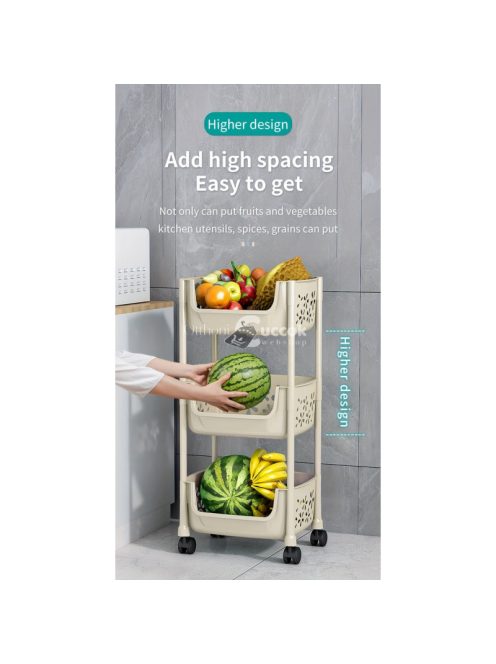 3 szintes Tárolópolc kerekekkel