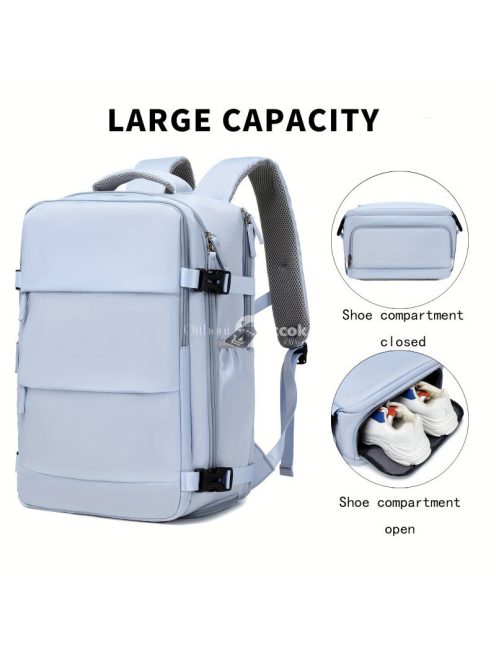 Nagy kapacitású utazó hátizsák, cipőtartó zsebbel