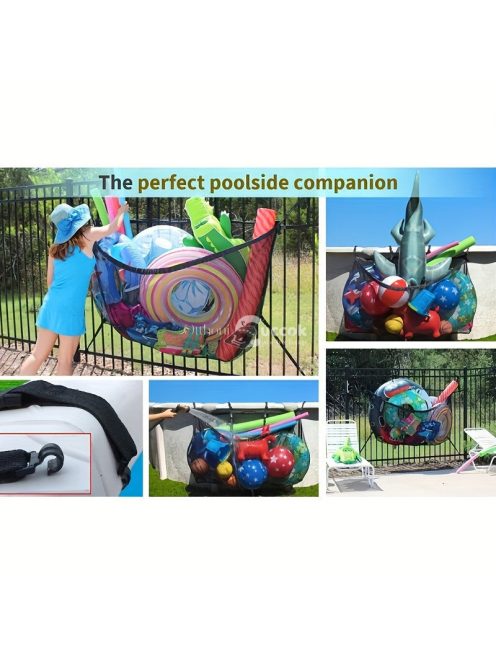 Felakasztható tárolóháló úszógumikhoz, kerti játékokhoz