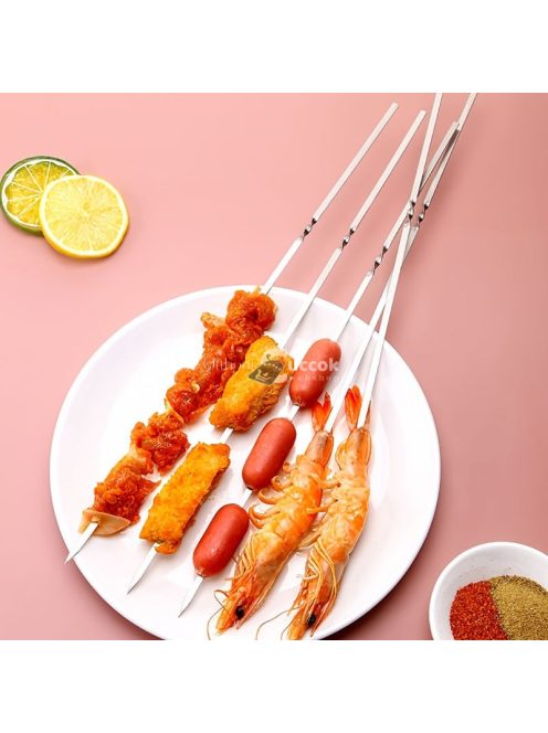 10 db Újrafelhasználható rozsdamentes acél BBQ nyárs