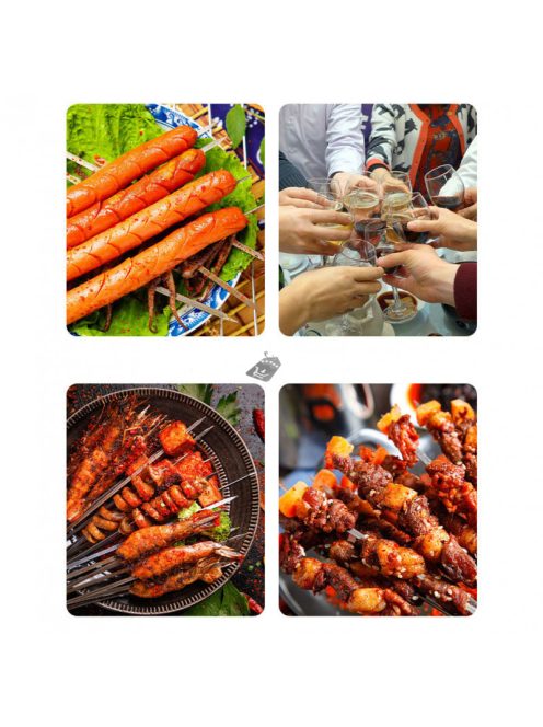 10 db Újrafelhasználható rozsdamentes acél BBQ nyárs