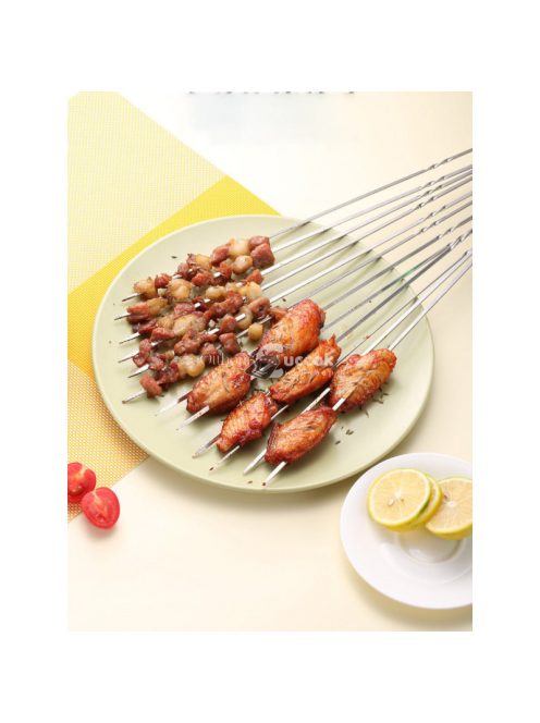 10 db Újrafelhasználható rozsdamentes acél BBQ nyárs