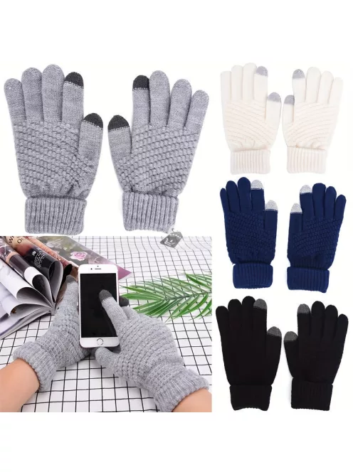 1 pár Kötött Kesztyű Érintőképernyős Telefonokhoz