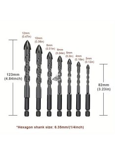 Lándzsafejű Kerámiafúró 7db 3-12mm