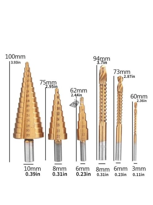 6 db Lépcsősfúró Készlet