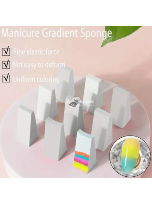 10 Db Gradient Nail Art Puha Szivacs, Nail Art Eszköz, Sminkes Szivacs, Sminkék Háromszög Alakú Szivacs