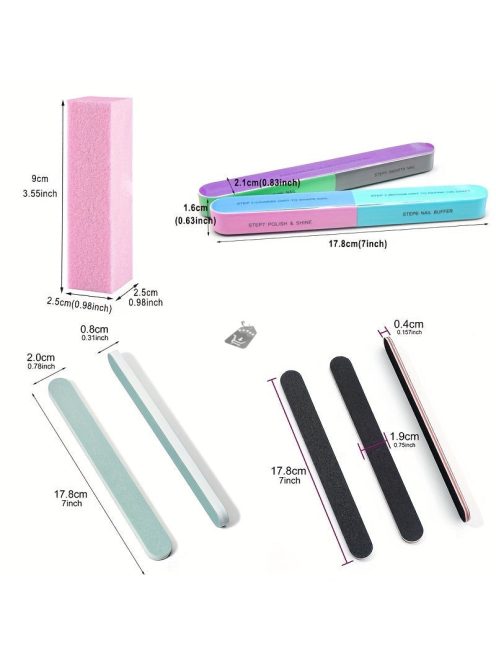 20 Db/szett Körömreszelő És Pufferkészlet, Professzionális Manikűr Eszközkészlet, Körömpufferblokk Reszelők, Gél Polírozás Csiszoló Körömápoló Eszközkészlet