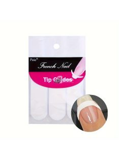   100 darab francia manikűr köröm matrica csík: Öntapadós köröm matrica tippek manikűr díszítéshez - Hold alakú design, fehér