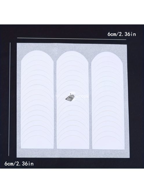100 darab francia manikűr köröm matrica csík: Öntapadós köröm matrica tippek manikűr díszítéshez - Hold alakú design, fehér
