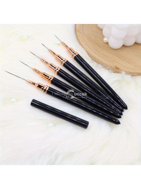 5 darabos Köröm Művészeti Ecsetkészlet - Ultra Finom Részletező Tollak Manikűrhöz & Pedikűrhöz, Szagtalan, Tökéletes a DIY Otthoni Szalonhoz