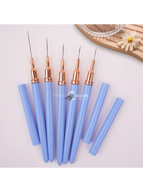 5 darabos Köröm Művészeti Ecsetkészlet - Ultra Finom Részletező Tollak Manikűrhöz & Pedikűrhöz, Szagtalan, Tökéletes a DIY Otthoni Szalonhoz