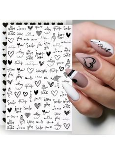   2 Lapos Körömmatricák, Valentin Nap Körömmatricák, Heart Love Design Angol Betűs Köröm Kiegészítők