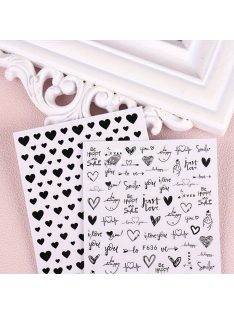   2 Lapos Körömmatricák, Valentin Nap Körömmatricák, Heart Love Design Angol Betűs Köröm Kiegészítők