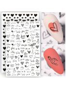 2 Lapos Körömmatricák, Valentin Nap Körömmatricák, Heart Love Design Angol Betűs Köröm Kiegészítők