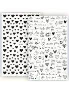 2 Lapos Körömmatricák, Valentin Nap Körömmatricák, Heart Love Design Angol Betűs Köröm Kiegészítők