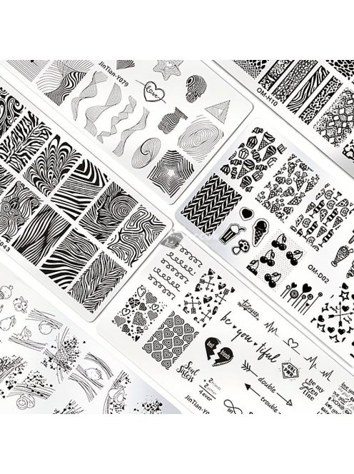 4db Nail Art bélyegzősablonok manikűr eszközkészlet 4db körömbélyegző lemezek otthoni szalon használatra