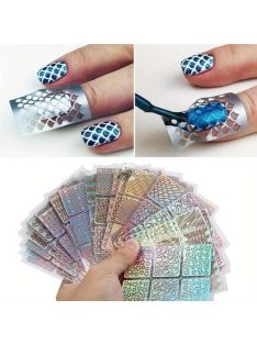   Körömmatricák, lézerrel vágott üreges matricák, 3D öntapadós körömdizájnok manikűrhöz