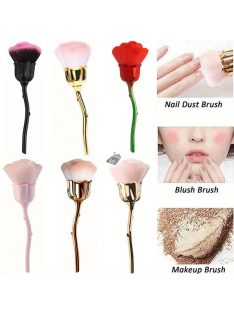   Rózsa virág alakú köröm por ecset, puha sörtéjű smink ecsetek, manikűr pedikűr tisztító eszköz kiegészítő, kozmetikai ecset virágos mintás fogantyúval