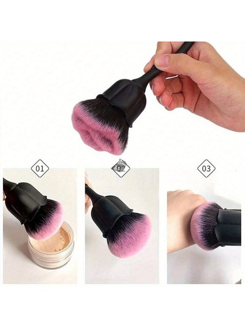 Rózsa virág alakú köröm por ecset, puha sörtéjű smink ecsetek, manikűr pedikűr tisztító eszköz kiegészítő, kozmetikai ecset virágos mintás fogantyúval
