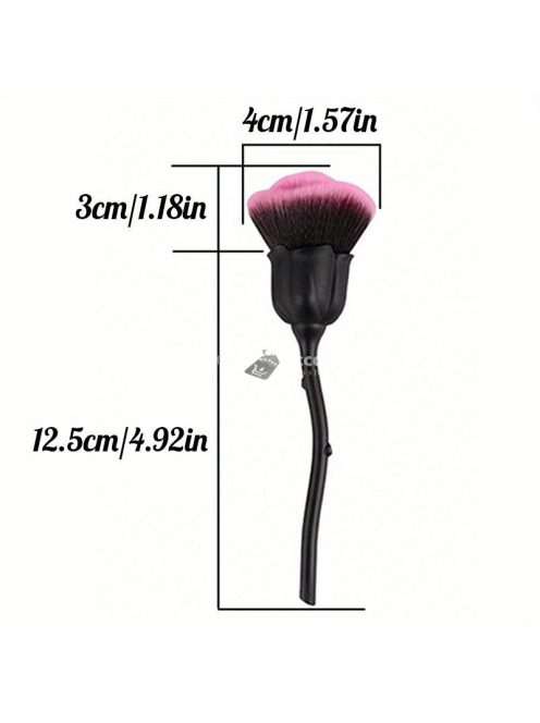 Rózsa virág alakú köröm por ecset, puha sörtéjű smink ecsetek, manikűr pedikűr tisztító eszköz kiegészítő, kozmetikai ecset virágos mintás fogantyúval