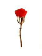 Rózsa virág alakú köröm por ecset, puha sörtéjű smink ecsetek, manikűr pedikűr tisztító eszköz kiegészítő, kozmetikai ecset virágos mintás fogantyúval