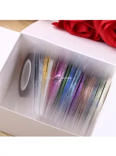   10 tekercs vegyes színű csíkozó szalagok vonal, öntapadó matrica körömdíszítő tippek dekorációk, manikűr eszköz barkács körömdíszítő kiegészítők