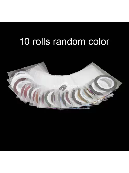 10 tekercs vegyes színű csíkozó szalagok vonal, öntapadó matrica körömdíszítő tippek dekorációk, manikűr eszköz barkács körömdíszítő kiegészítők