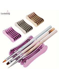   Fém körömtolltartók, Mini 5 nyílású tollrendszerező, többfunkciós akril körömeltávolító eszköz, kompakt kialakítás szalonhoz és otthoni használatra